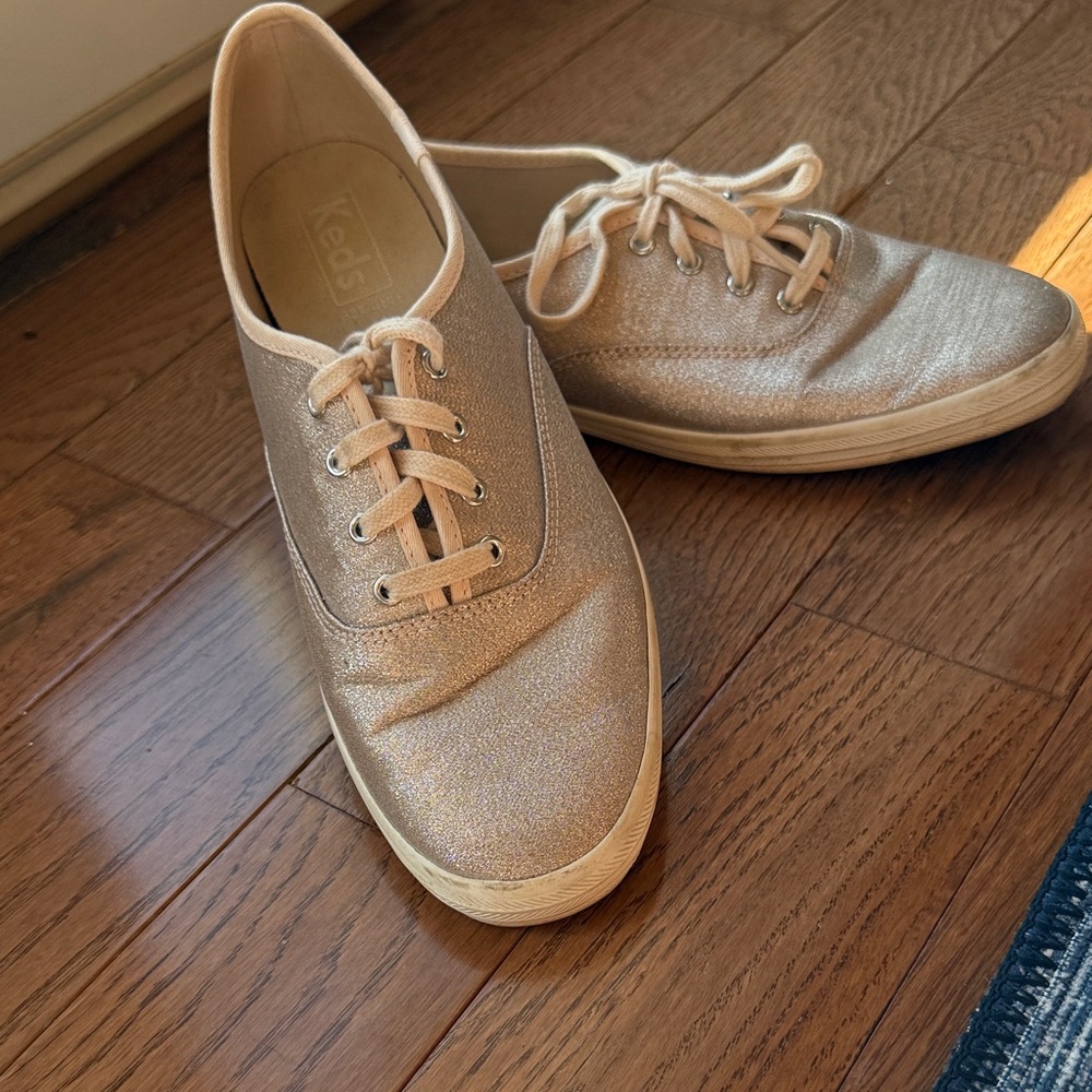 Keds Metallic Champagne Lace-Up Sneakers